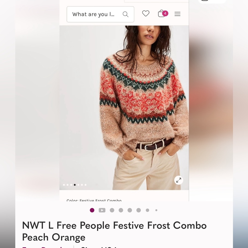 Free People Festive Frost Sweater oversized